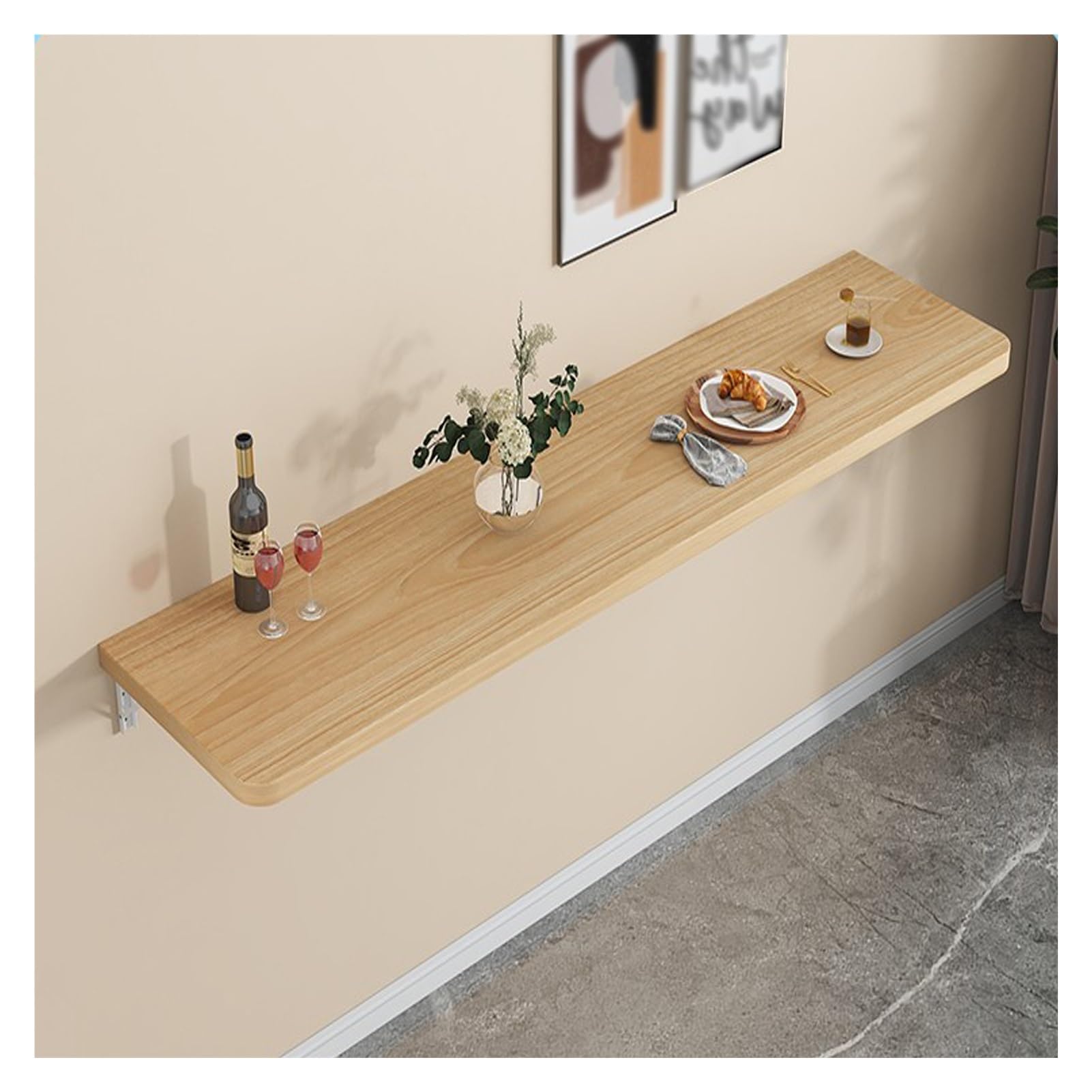 Składane biurko montowane na ścianie kompaktowy stół do prania do domu i biura komputer stacja robocza kuchnia i jadalnia lekkie wykończenie orzechowe 80 x 20 cm rozwiązanie oszczędzające miejsce