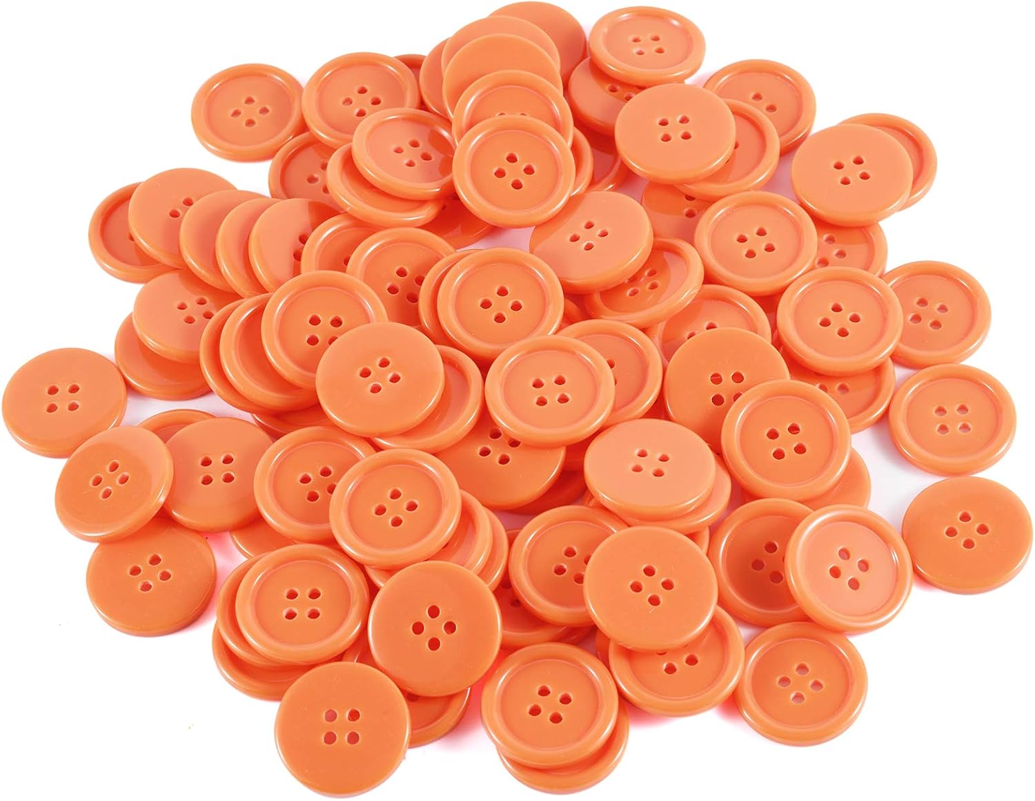 TAILINB 1 Inch Buttons for Sewing Resin Button, 4 Holes Round Craft Buttons for Sewing, DIY Crafts, Children's Manual Button Painting, Orange Colored Pack of 100