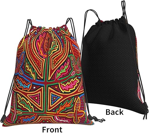 Vista 3 de Mola De Panamá Mochila Deportiva Bolsa De Gimnasio Bolsa De Cordón Bolsa De Cuerda Para Yoga Natación Para Hombres Mujeres, Mola De Panamá1