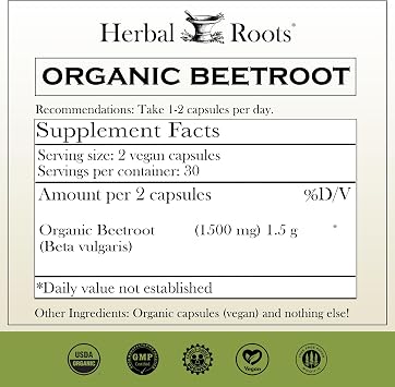 Herbal Roots Certified Organic Heart Health Trio, Hawthorn, Ceylon Cinnamon, Beetroot Herbal Supplements