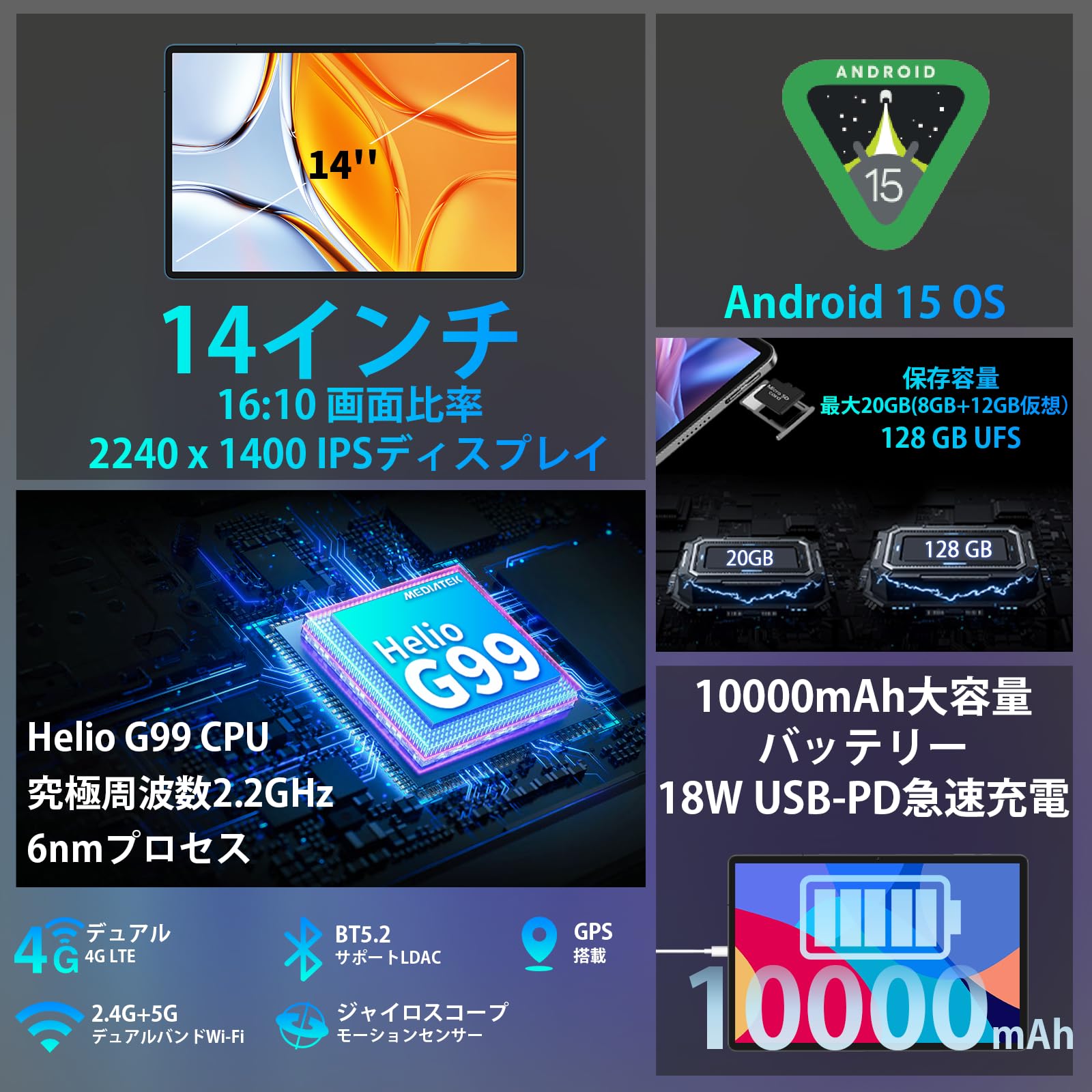 Amazon.co.jp: TECLAST T70 大画面 14インチタブレット 新バージョン