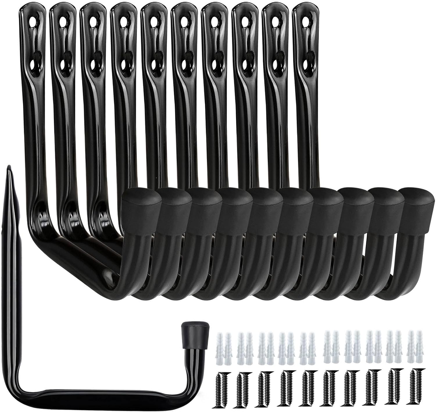 Dreecy J Utility Hooks for Hanging Heavy Duty Garage Storage Utility Hooks, Utility Hook for Garage Wall,Color Black, 10 Pack Medium Size