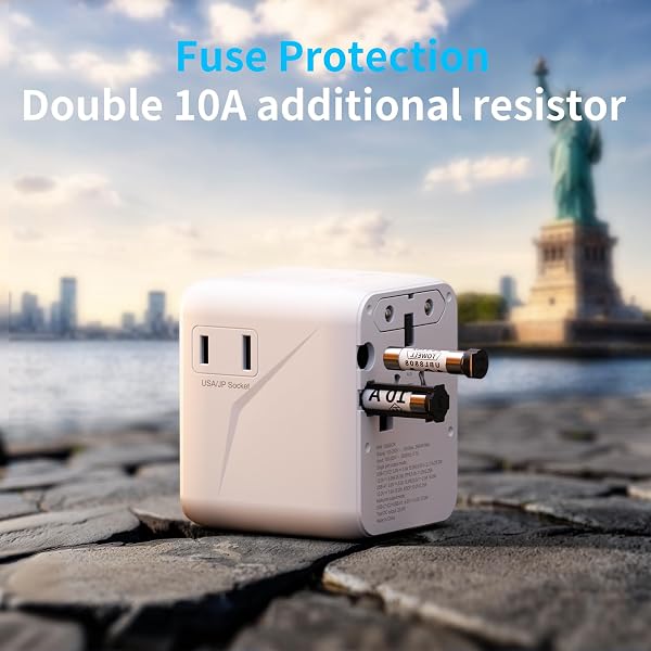 5 in 1 Adattatore Universale da Viaggio,Presa Universale da Viaggio con 1 USB A,2 USB C,1 Universale Presa,1 US/JP Presa,Adattatore Spina Internazionale per Italia UK US Australia Tailandia Messico - 5