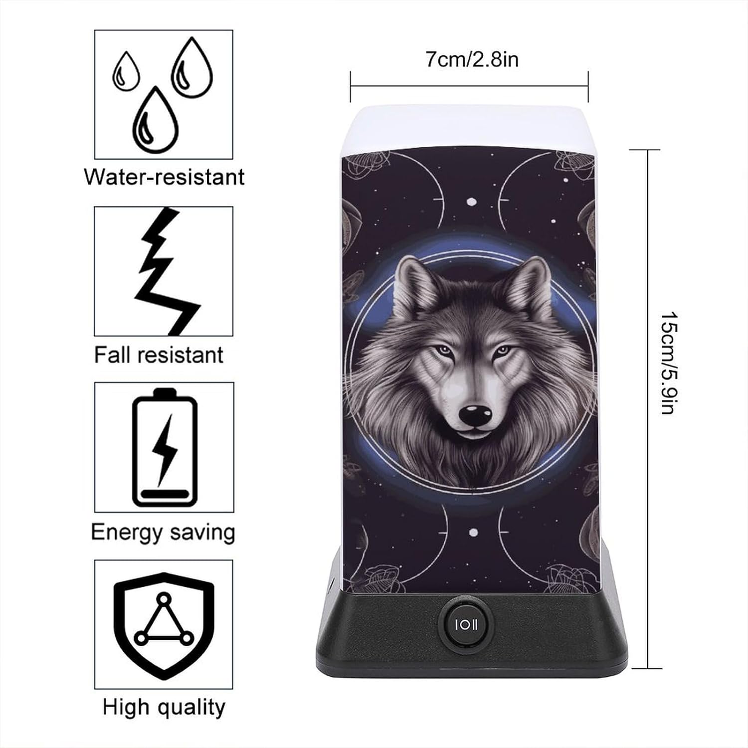 Desk Lamp for Office Home Dimmable Small Desk Lamp Wolves and Dream Catchers Battery Operated Lamp for Reading Study Work