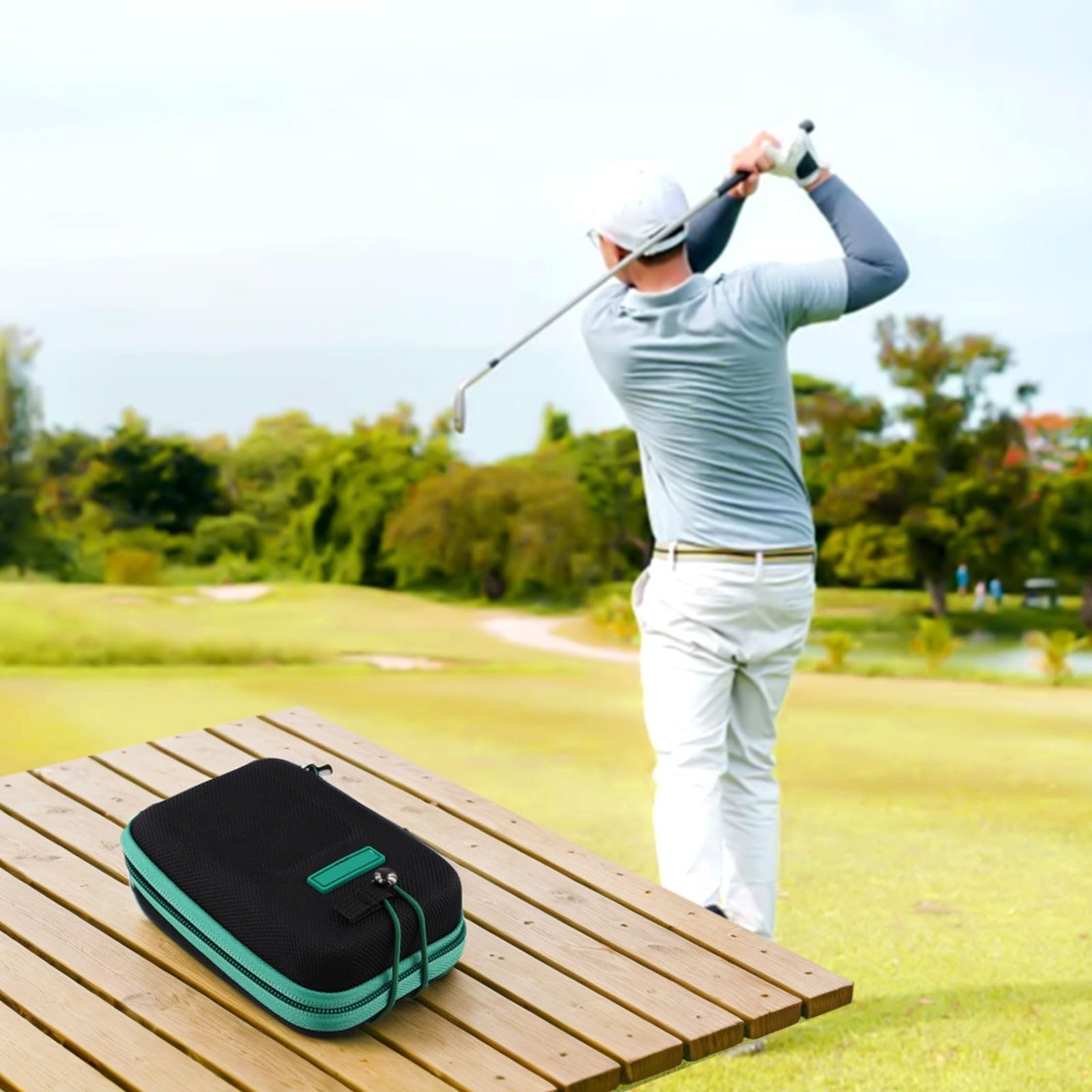 Estuche rígido para telémetro de golf, 9x14x5cm EVA bolsa protectora con mosquetón para almacenamiento de cámara de caza