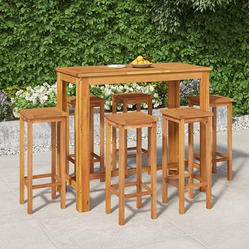 Ensemble de Bar de Jardin 7 pcs Bois d'acacia Solide Sa Lumanois