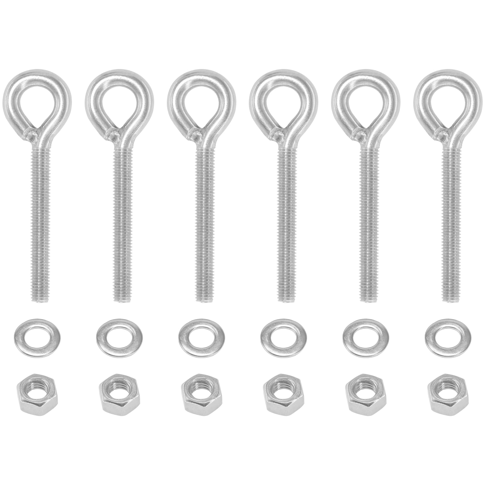 6 Pieces Closed Eye Bolts with Long Handles - Heavy-Duty 304 Stainless Steel Eyebolt Set (M8) - Image 2