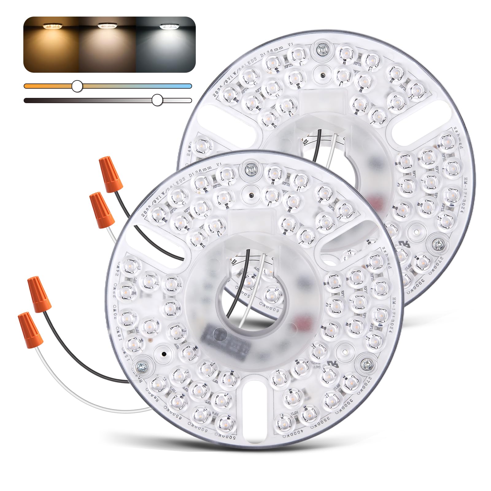 Harbor Breeze Replacement Parts Dimmable LED Ceiling Fan Light Kit - 18W, 3  Color Temps (3000K/4500K/6000K), 2-Pack Ceiling Fan Led Light Replacement, image size:1600x1600