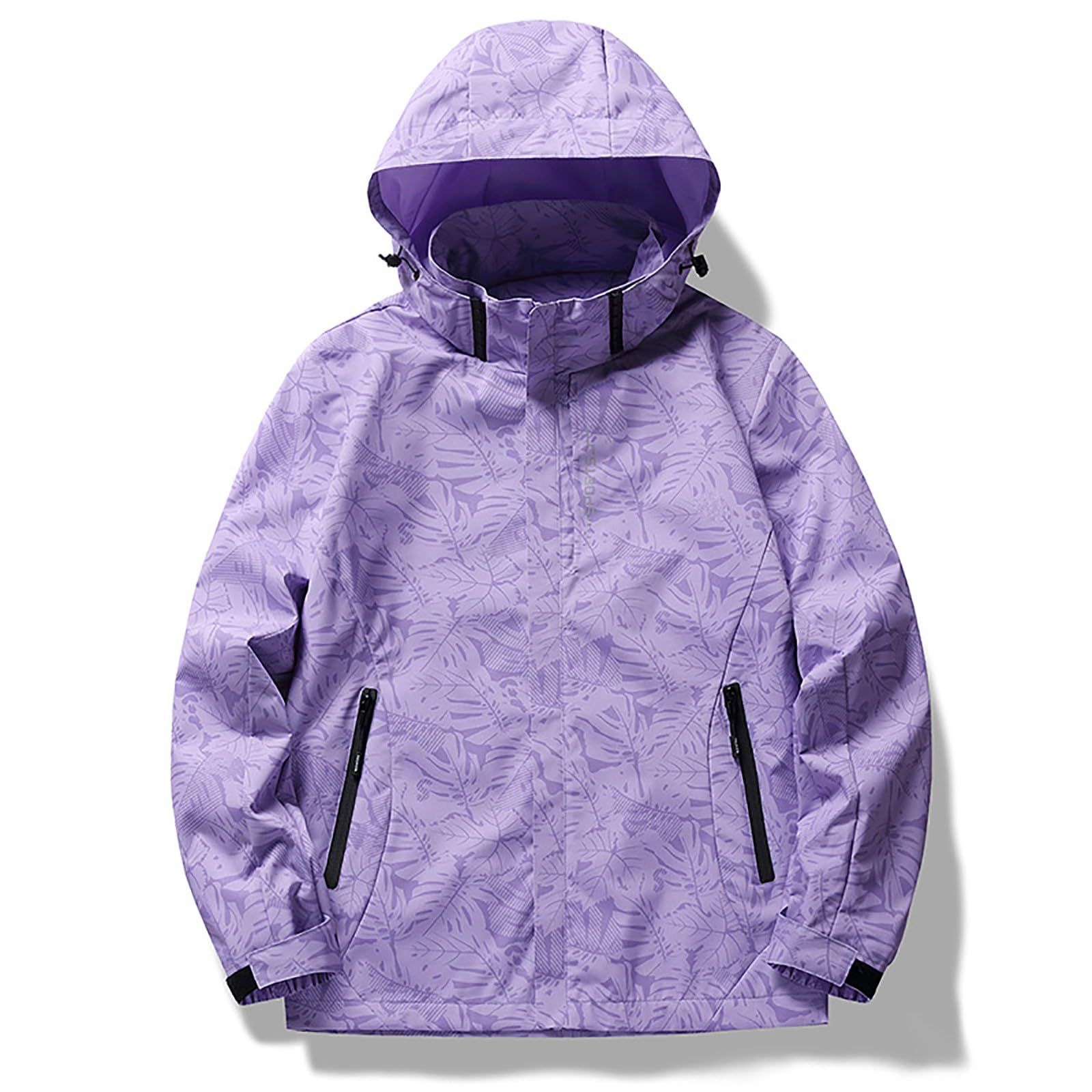 SYDUZAX Veste Softshell Femme Vestes Légère Imprimé Tendance Veste à Capuche Vestes De Randonnée Anti-Pluie Femme Veste Fonctionnelle Coupe-Vent Et Imperméable Printemps Automne Vestes Sport