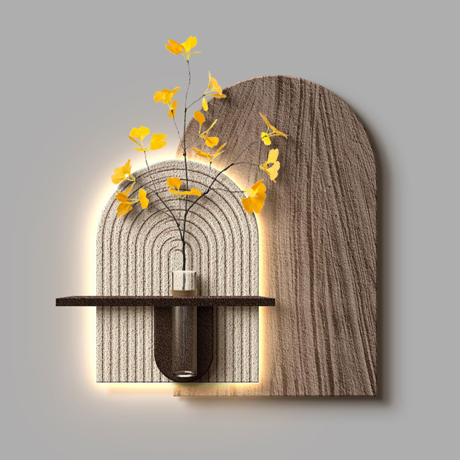 Pintura artística de pared, mural decorativo moderno con luz LED, decoración creativa de paisaje para entrada y vestíbulo, decoración única para el hogar