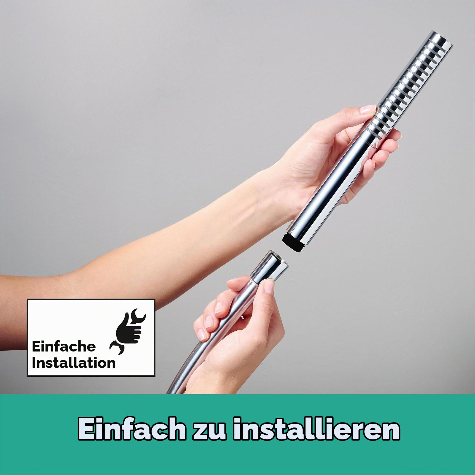 hansgrohe Pulsify S - wassersparender Duschkopf 7,9 l/min (EcoSmart), Handbrause mit 1 Strahlart (PowderRain), Duschbrause, Sparduschkopf mit Antikalk-Funktion, Chrom, 24125000