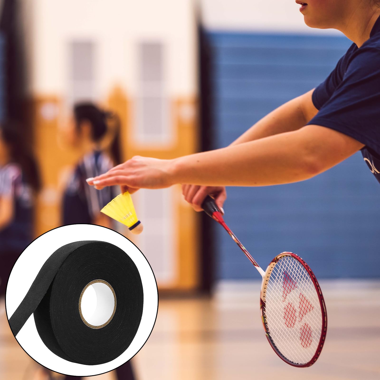 2 rotoli di nastro per hockey su ghiaccio, 25 m x 25 mm, nastro autoadesivo per impugnatura da badminton (nero)