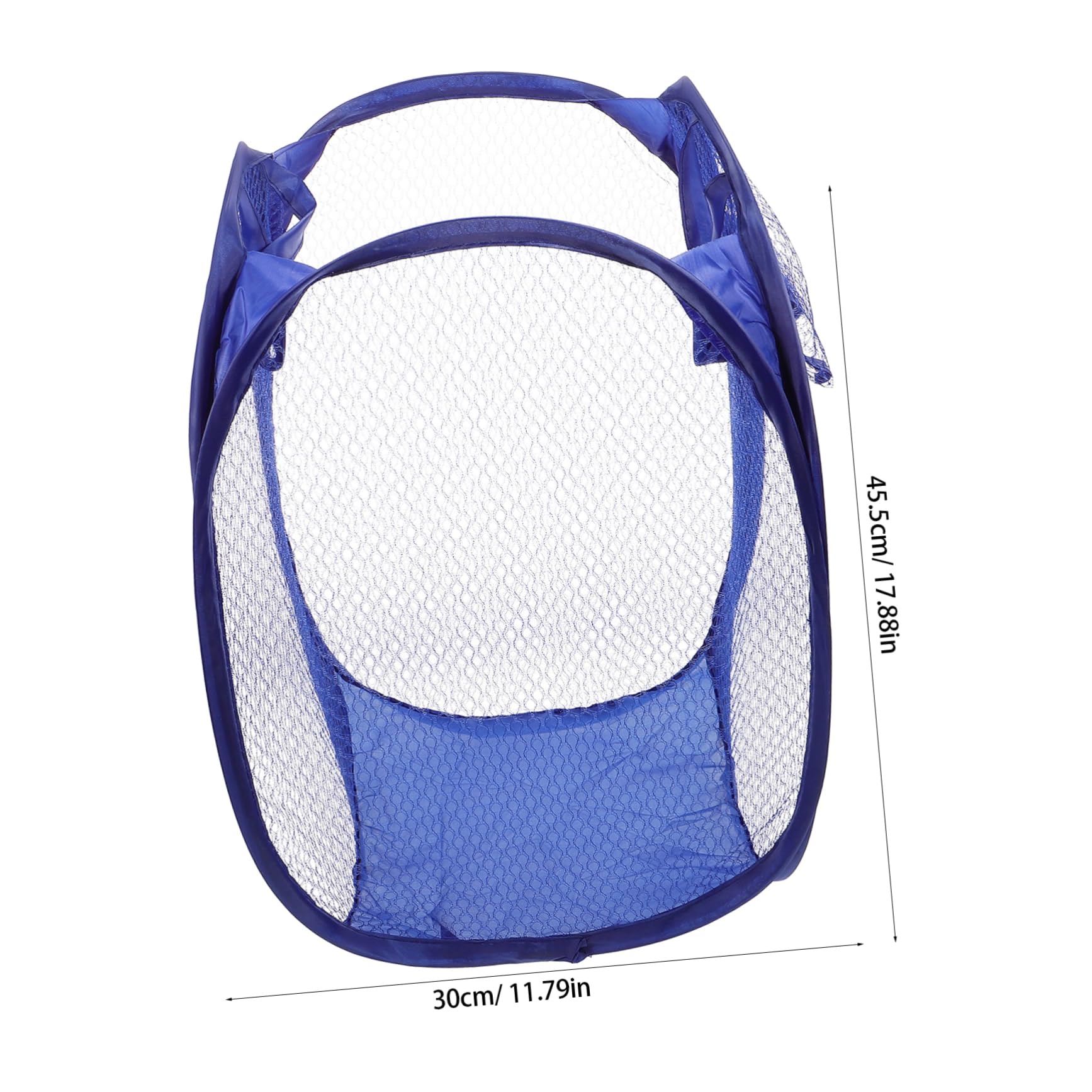 Happyyami Foldable Mesh Laundry Basket with Side Pocket Carry Handles Portable Clothes Hamper for College Dorm Apartments and Camping Easy Open Design Blue