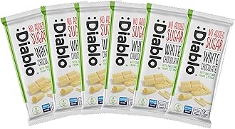 Diablo No Added Sugar White Chocolate – No Added Sugar Chocolate Bar Sweetened with Stevia, Gluten Free, Ideal for Any Occasion, Birthdays, Valentines, or Gift Hampers, 75g (Pack of 6)