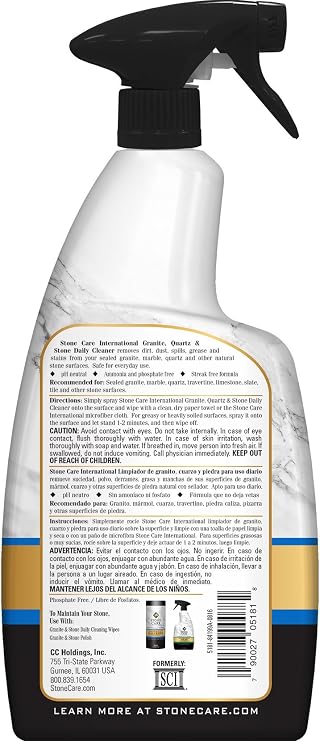 Stone Care International Granite Stone Cleaner and Polish Combo for Granite Marble Soapstone Quartz Quartzite Slate Limestone Corian Laminate Tile Countertop