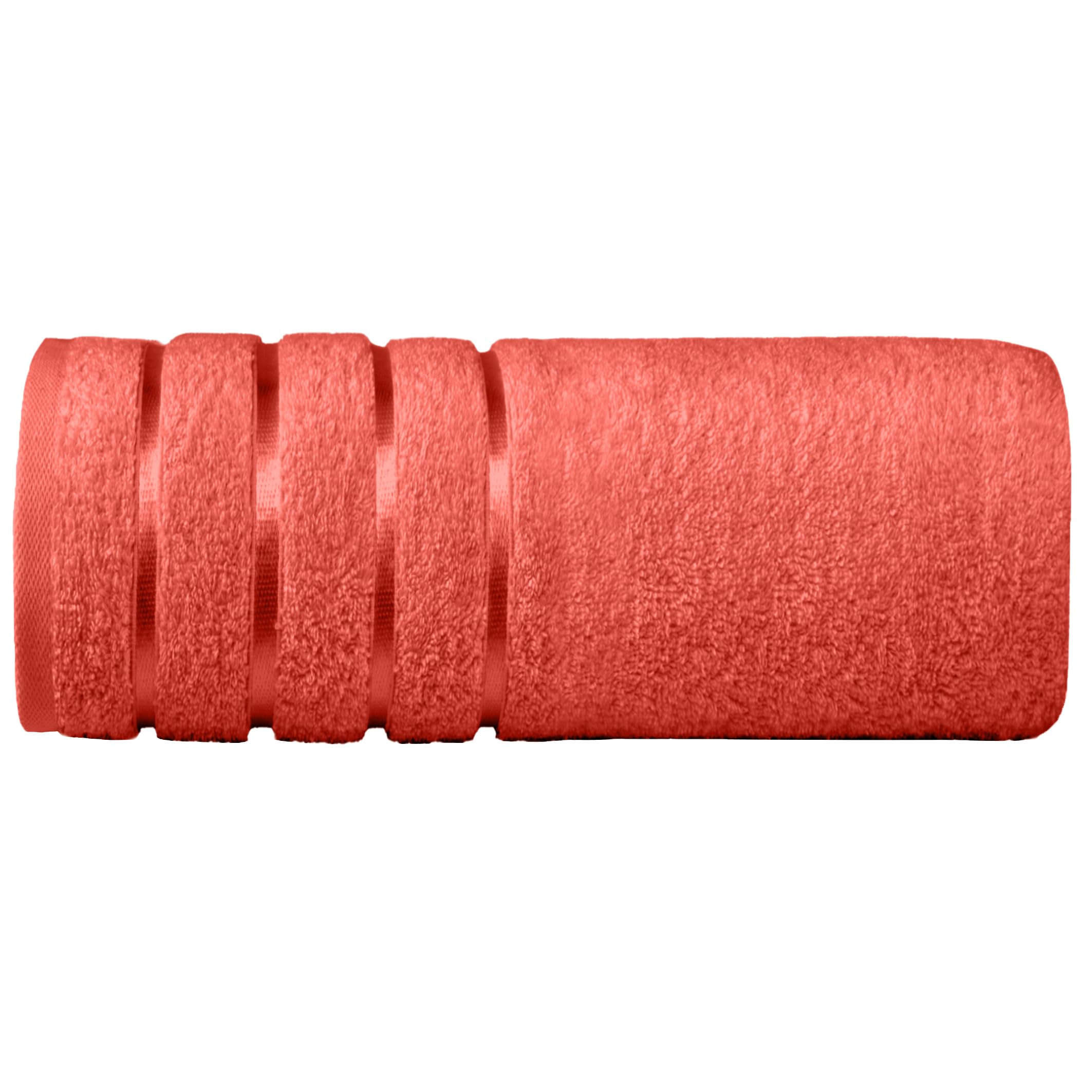Elegant Comfort 100% Turkish Cotton 4 Lines Viscose Stripe Jumbo Bath Towel - Hotel Spa Quality Extra Large 35 x 70 Inch Bath Towel Ultra Soft, Super Absorbent Quick Dry Large Bath Towel, Coral