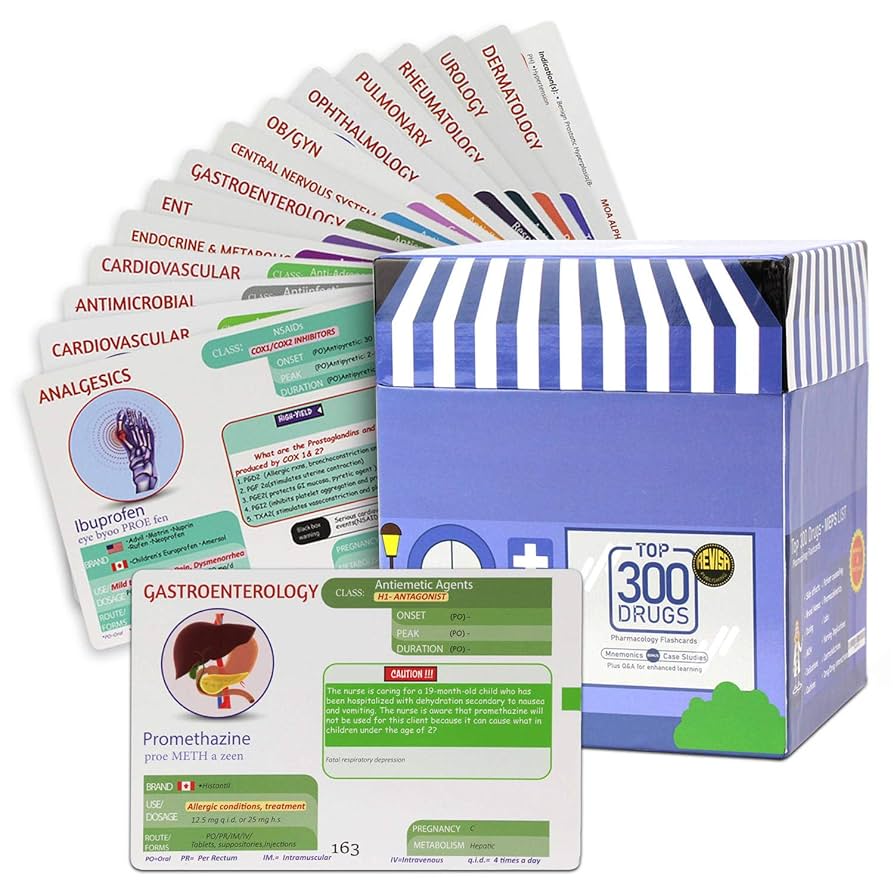 Amazon.com: Top 300 Drugs Pharmacology Cards Portable