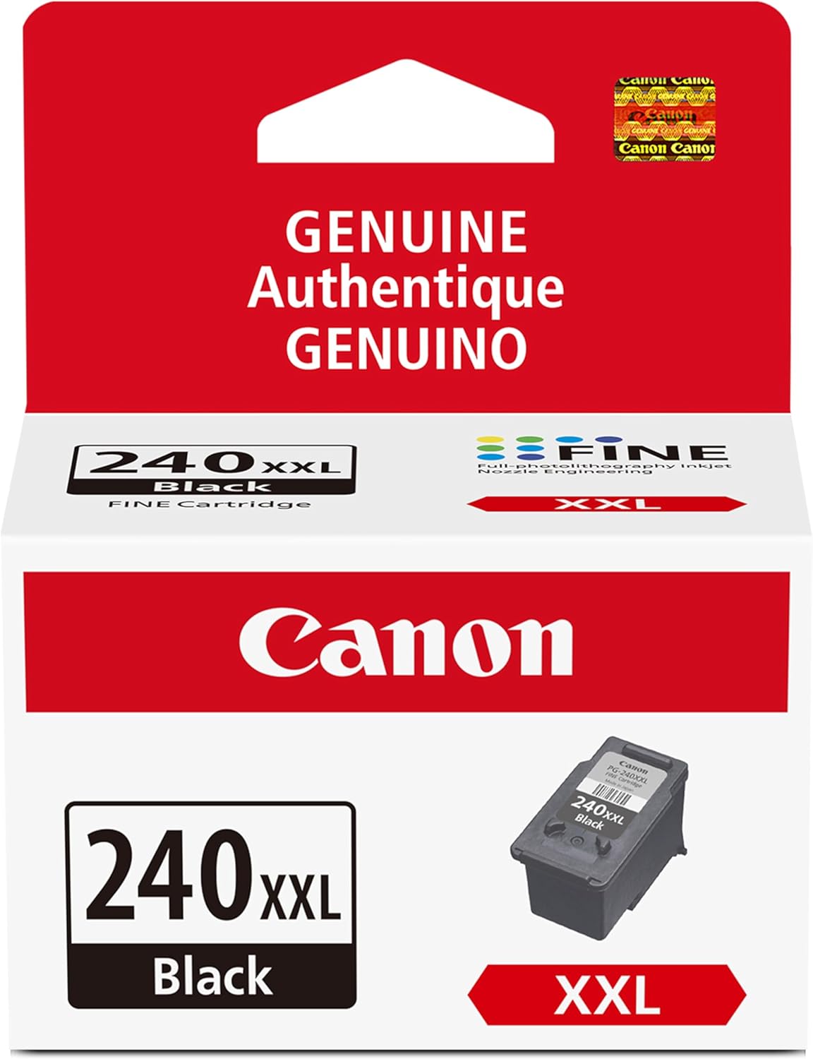 Canon PG-240 XXL Genuine Black Ink Cartridge, Compatible with MG2120/3120/4120, MX512/432/472/372/392/522/532/452, MG2220/3220/4220/3520/3620, TS5120