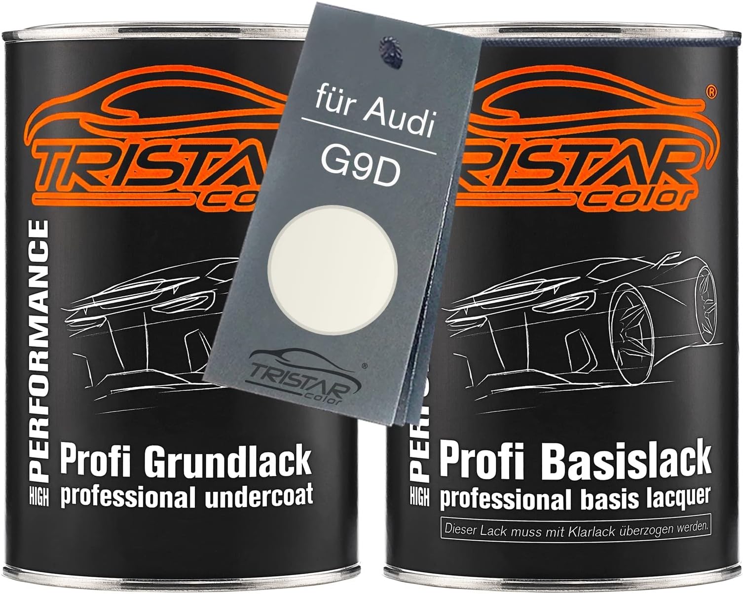 TRISTARcolor Car paint Set can ready-to-spray for Audi G9D Weiss Perl/Weiss Perlmutt under + base coat 2.0 litre 2000ml