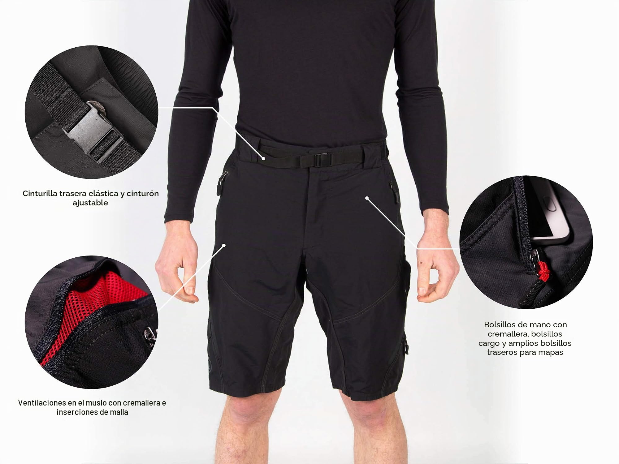 Endura Hombre Hummvee Cycling Shorts with Liner | Detatchable Liner | Urban and Trail Shorts | Padded Comfort | Cargo Storage | Clickfast Pantalones Cortos