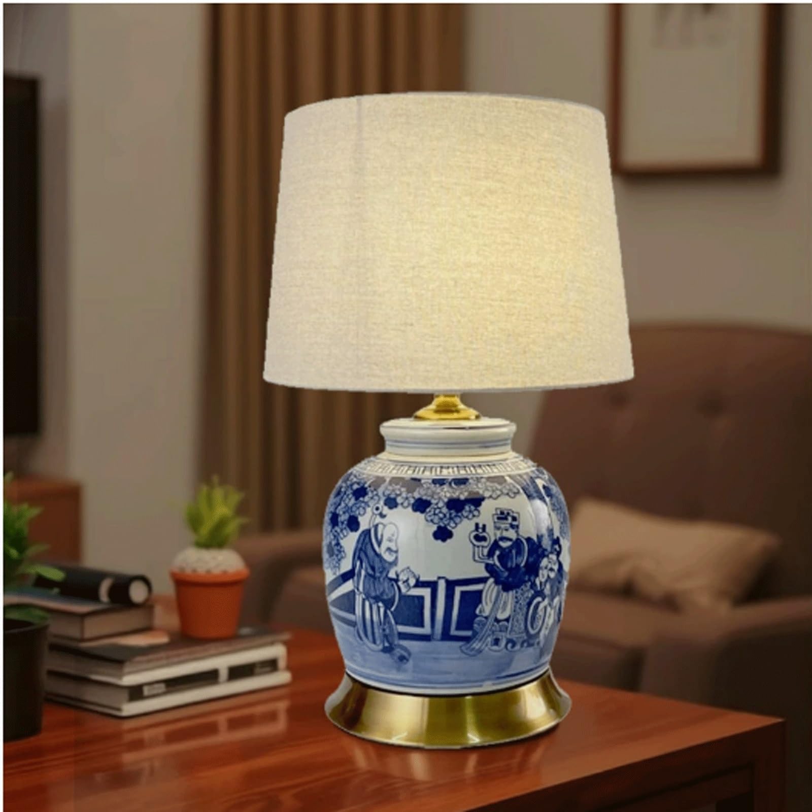 Ceramiczna lampa stołowa, lampka nocna, abażur z tkaniny, nowoczesna lampka nocna do sypialni, salonu, herbaciarni lampa biurkowa(kolor3)