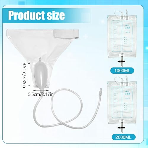 Miniatura 2 de Geiserailie 3 piezas de urinarios para hombres, kit de incontinencia urinaria, bolsa de recogida de orina de silicona reutilizable, portátil,