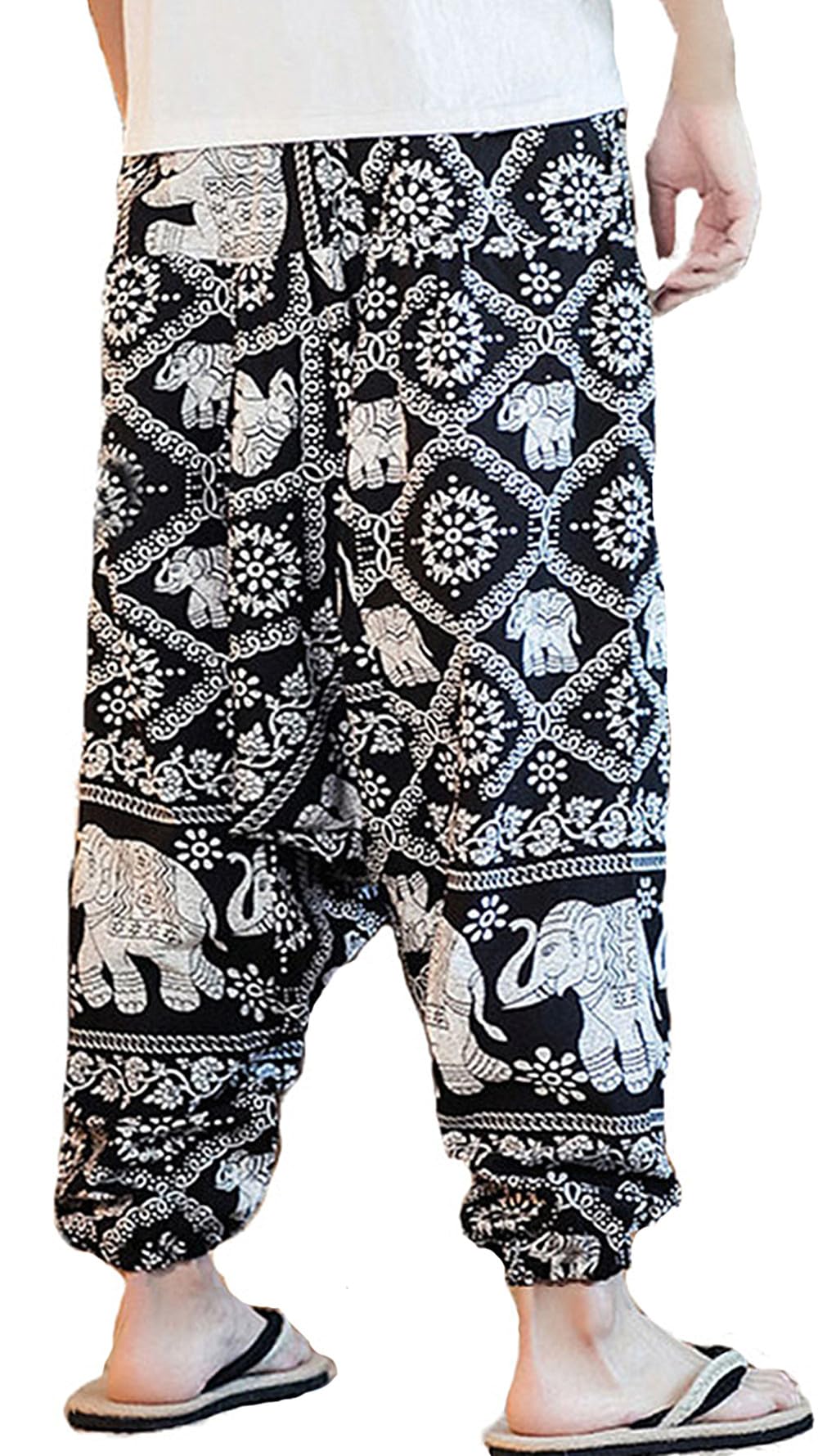 perdontoo Mens Womens Harem Pants Loose Fit Boho Yoga Hippie Aladdin Drop Crotch Trousers (32, Style 5)