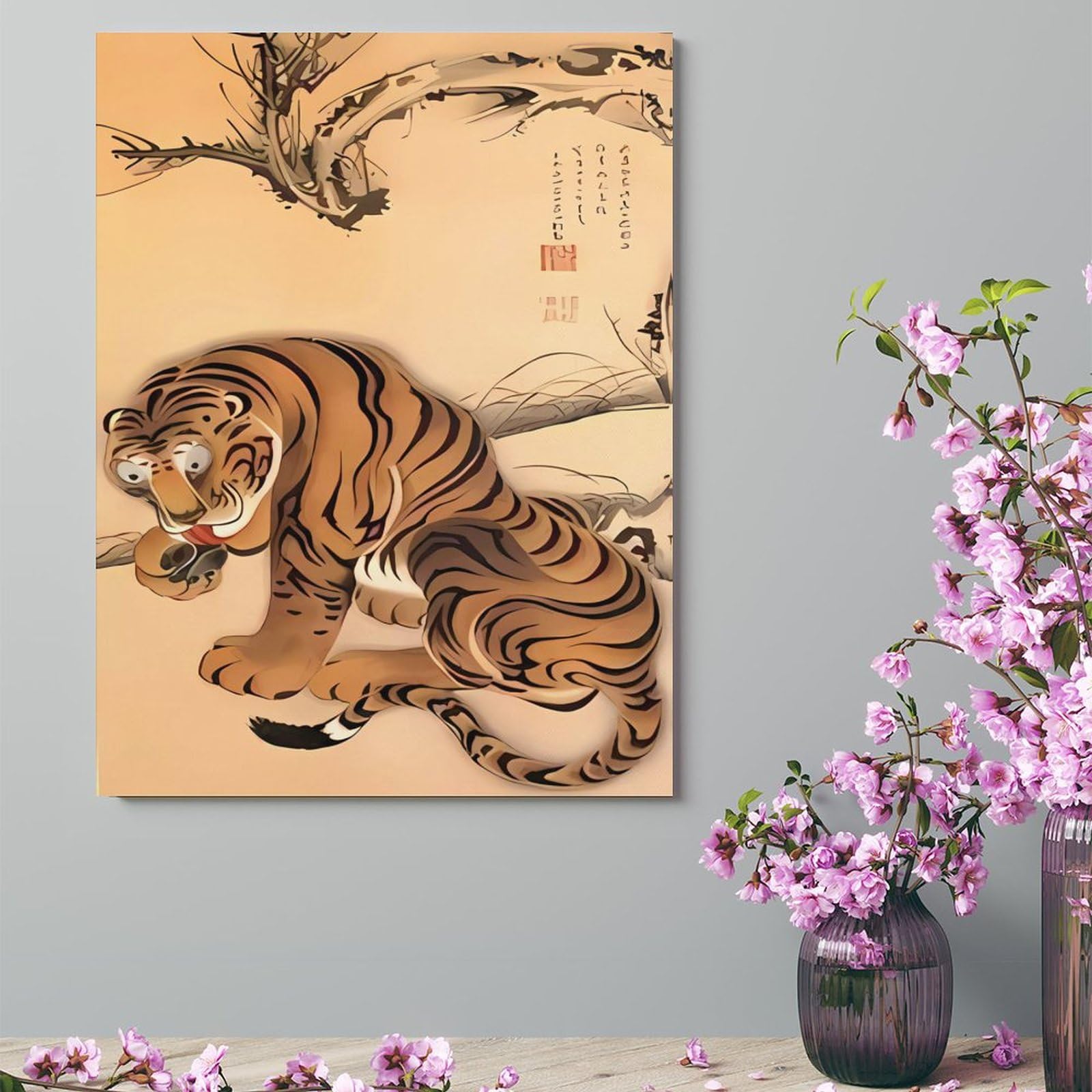 Amazon.co.jp: 伊藤若冲シリーズ 虎図 キャンバス絵画 アートパネル