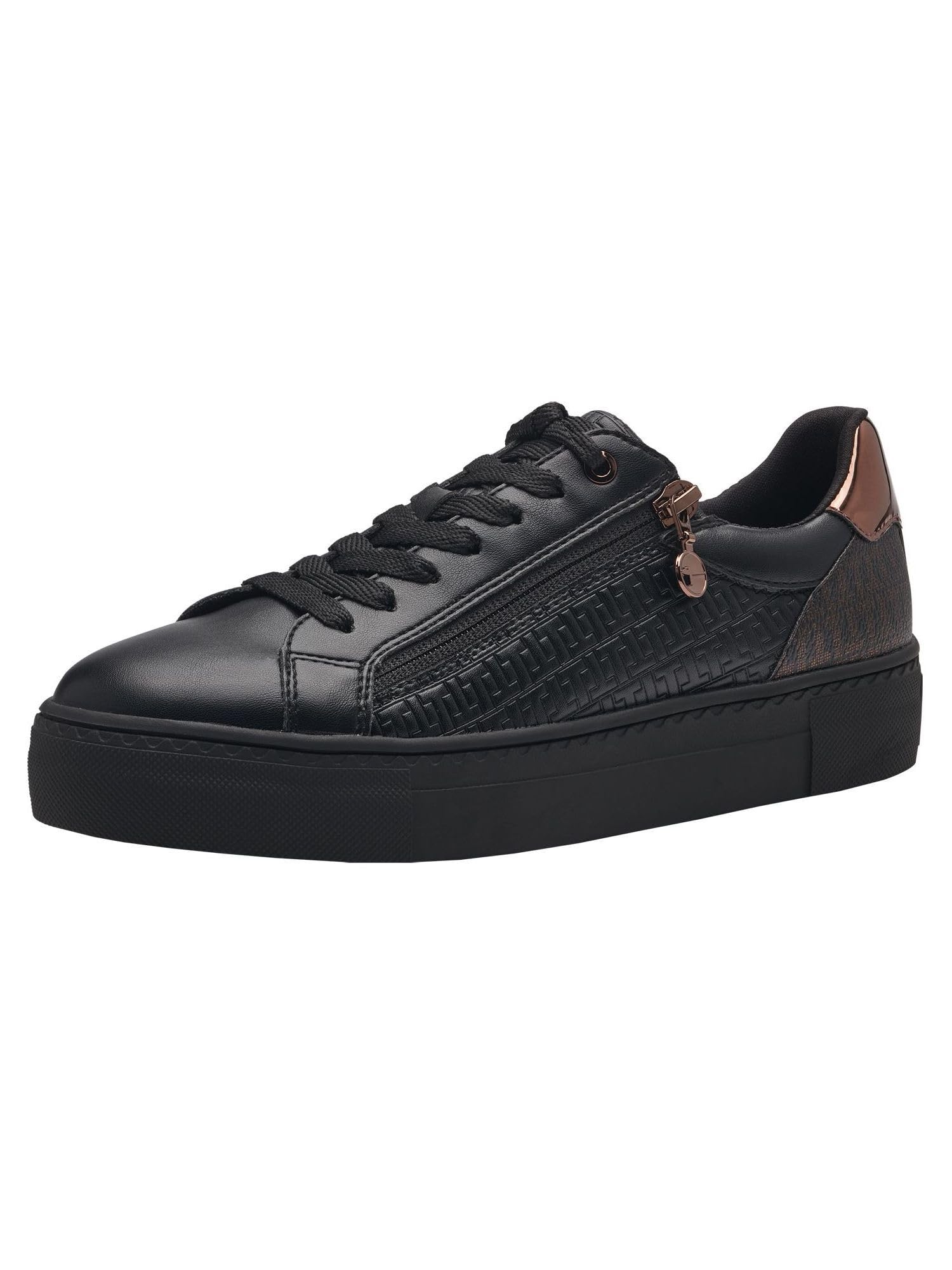Tamaris Damen Sneaker Vegan; Black/Copper, EU 38