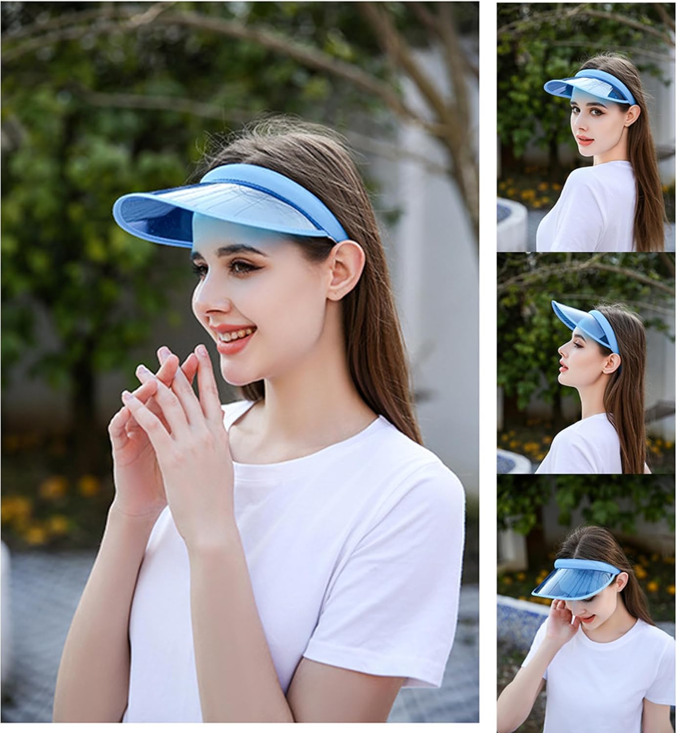 KORADI レディース サンバイザーハット 3パック PVCプラスチックバイザー 広いつば クリア サンハット 夏 紫外線保護 ビ