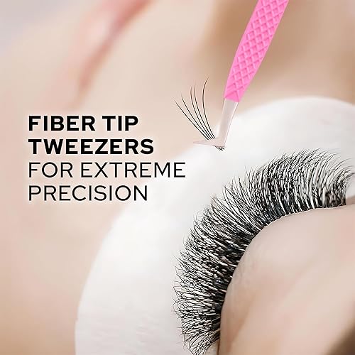 Miniatura 3 de M LASH - Pinzas para extensión de pestañas (juego de 4), pinzas profesionales y de precisión para extensiones de pestañas, acero japonés, agarre de