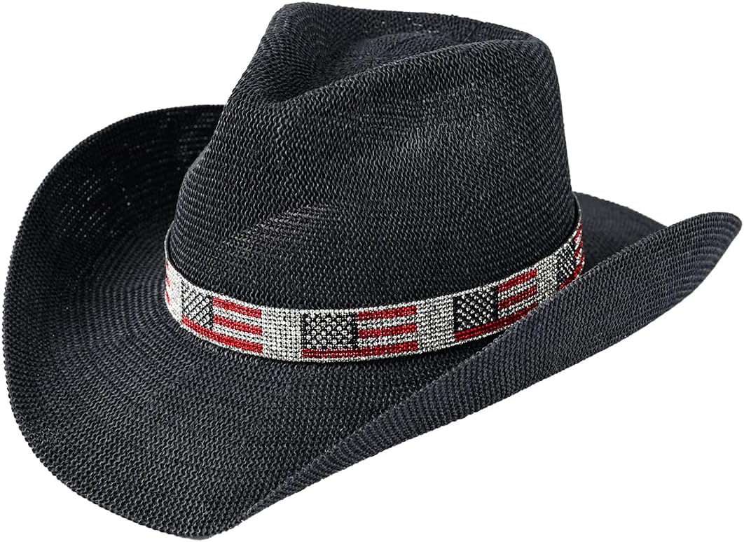 C.C Sparkly Sequin Cowboy Hat with Suede String Trim
