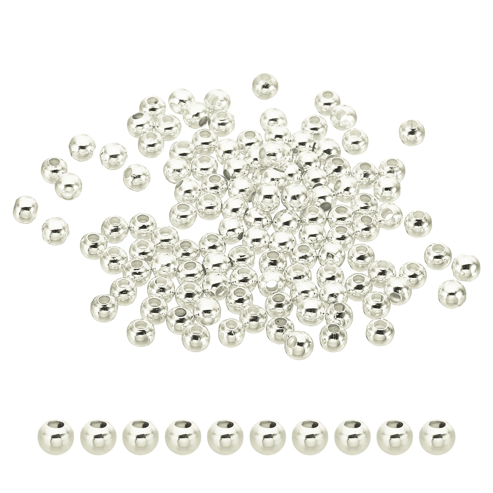 PATIKIL 4mm Silver Filled Spacer Beads for Jewelry Making 100 Pack Metal Round Beads Brass Beads for Bracelets Earring Necklace DIY Craft