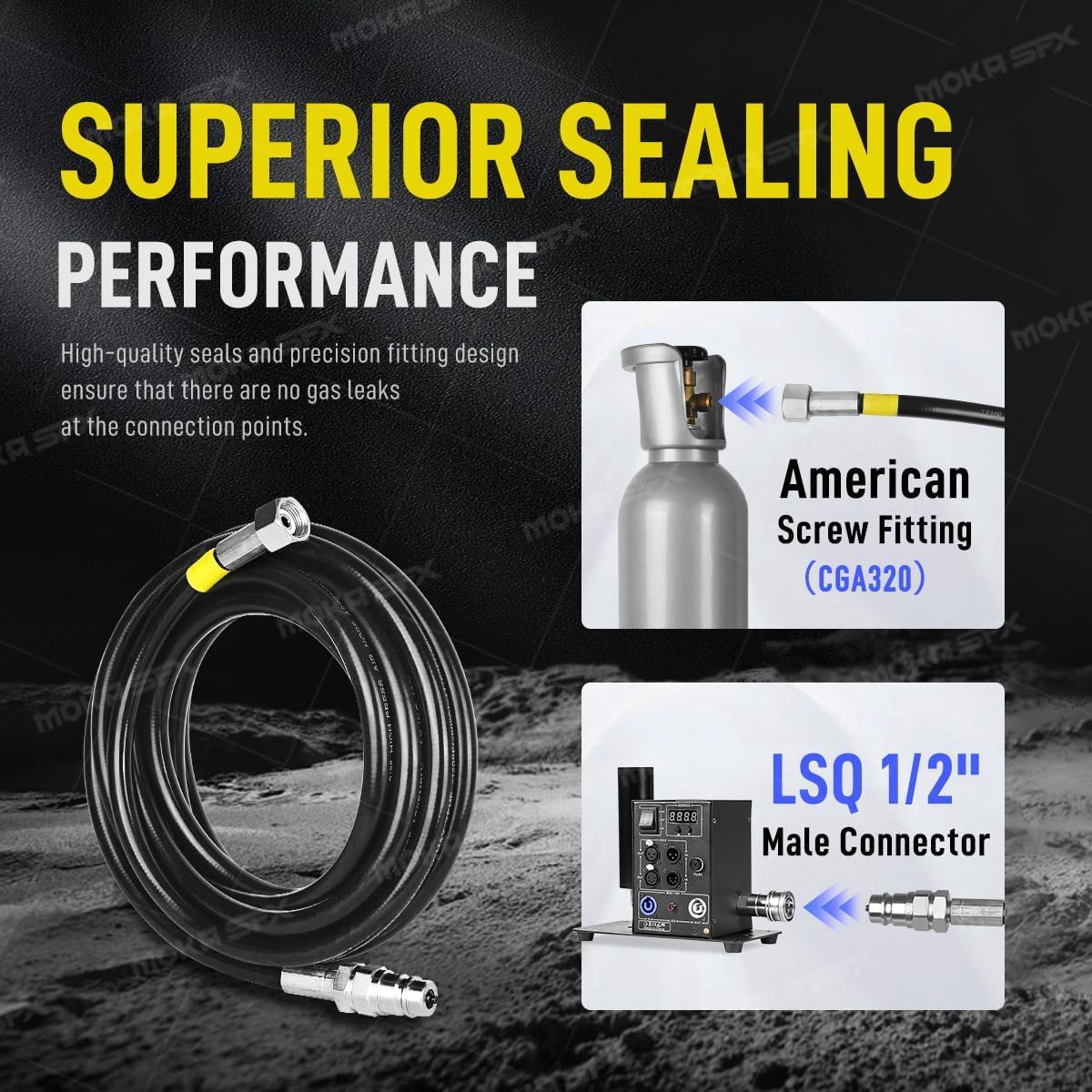 MOKA SFX 50ft(15M) High-Pressure CO2 Hose Male Quick-Connect for CO2 Jet Machine and CGA 320 Valve for CO2 Tanks Fits Machines with LSQ 1/2 Female Inlet Only (15m)