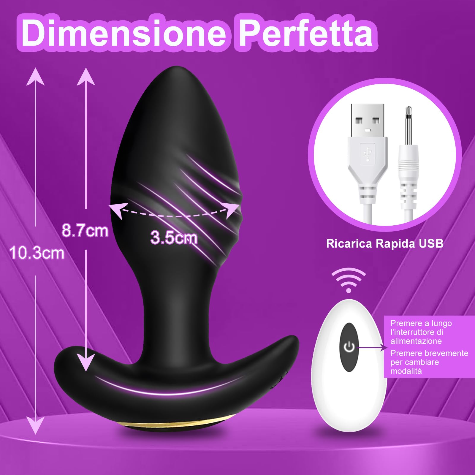 Vibratore Plug Anale Vibratoreper Donna Professionale con Telecomando APP Plug Anale-Dilatatore Donna (preto)