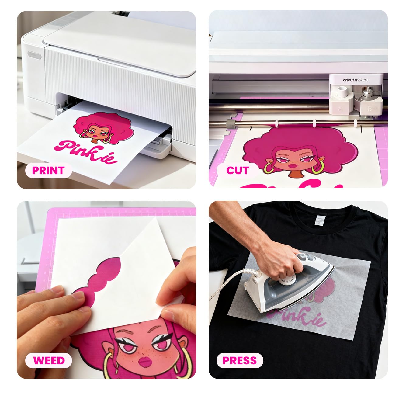 Pinkie - Papel de transferencia de calor para planchar para camisetas, vinilo de transferencia de calor imprimible