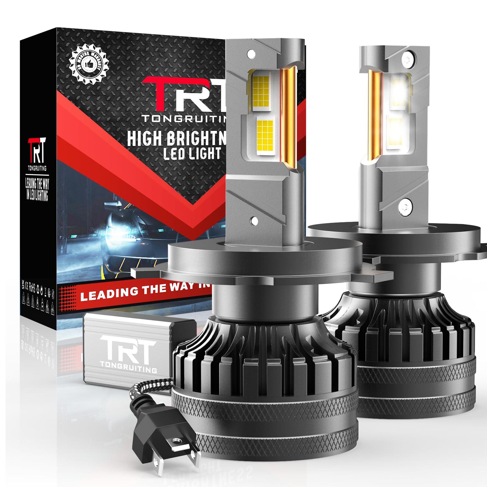Lampadina LED H4 160W 38000LM 6500K Bianco Freddo LED Lampada Luci | Utilizza 30 chip LED CPS avanzati, 600% Più Luminose Delle Lampadine Alogene, Abbaglianti e Anabbaglianti Kit, 2 pezzi