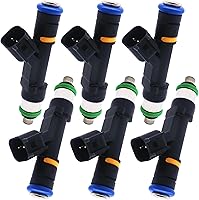 HiSport 0280158119 6-Pack 4-Hole Fuel Injectors for Jeep Wrangler 2007-2010, Dodge Chrysler 3.3L 3.8L V6 - OE Replacement 04861667AA