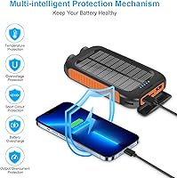Vista 2 de Cargador portátil de energía solar de 20000 mAh con puerto de salida USB-A y USB-C 5V3A, paquete de batería compatible con iPhone, Samsung, iPad