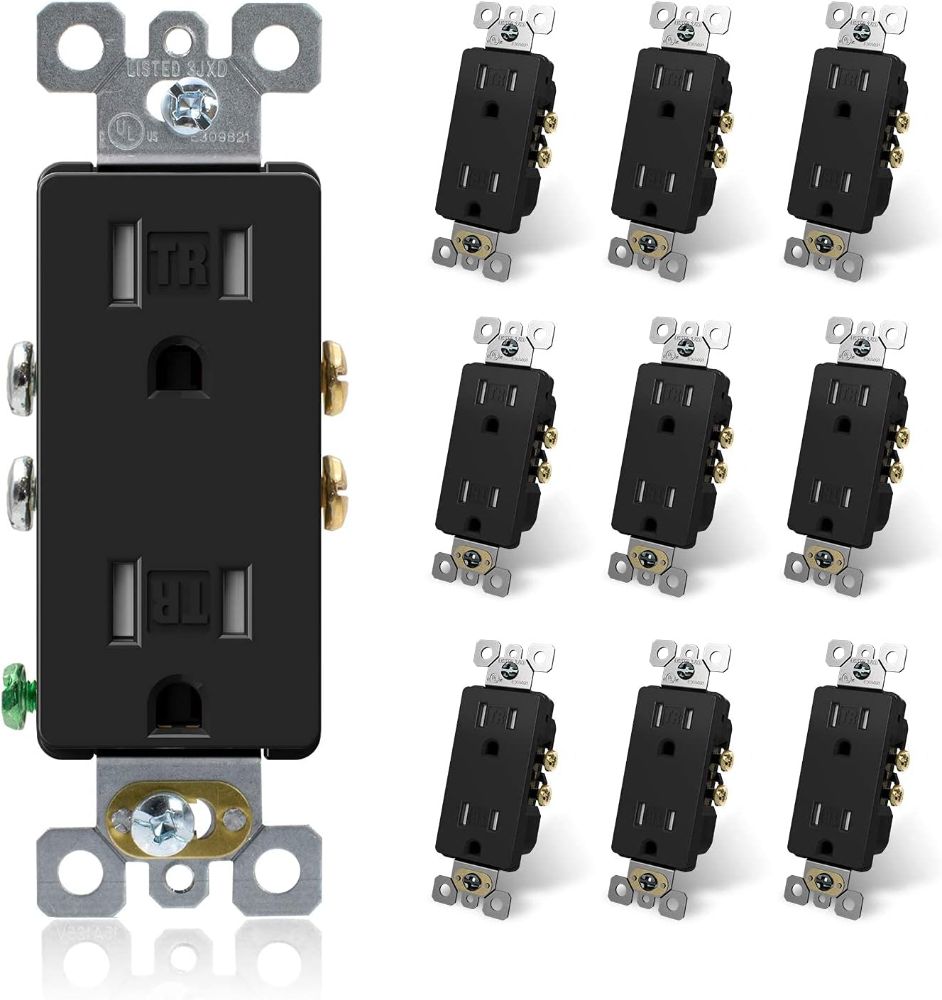 ELEGRP Tamper-Resistant Decorator Receptacle & ELEGRP 1-Gang Screwless Decorative Wall Plates