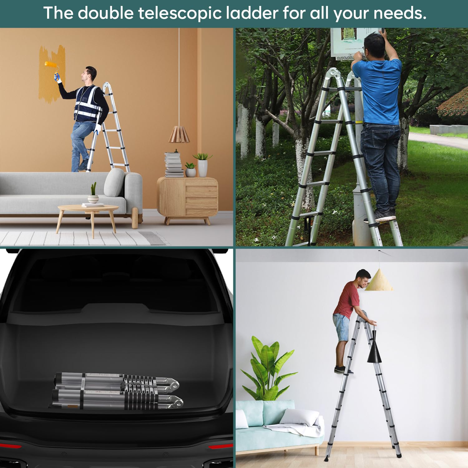 Corvids Portable and Compact 22 feet A Type Aluminium Telescopic Ladder with 16 Steps | 2-Year Warranty | for Household and Outdoor Use EN131 Certified (22 ft (6.6 m) - A Type) — Amazon image 6