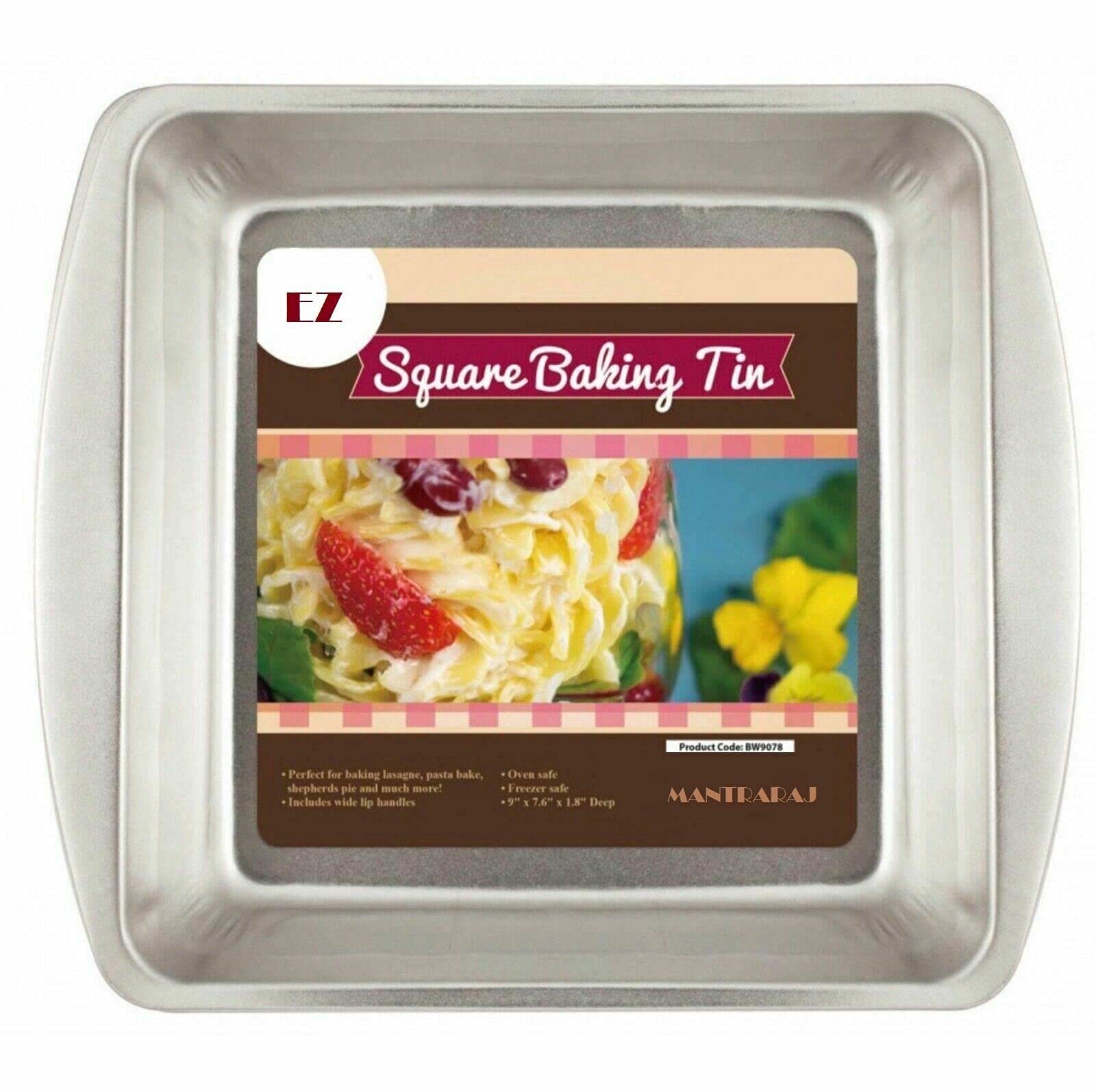 MantraRaj New Cake Tin Non Stick Round Square Large Tray for Baking Loaf Brownie Pizza Birthday for Roasting Chips Vegetables (Square Baking Tray)