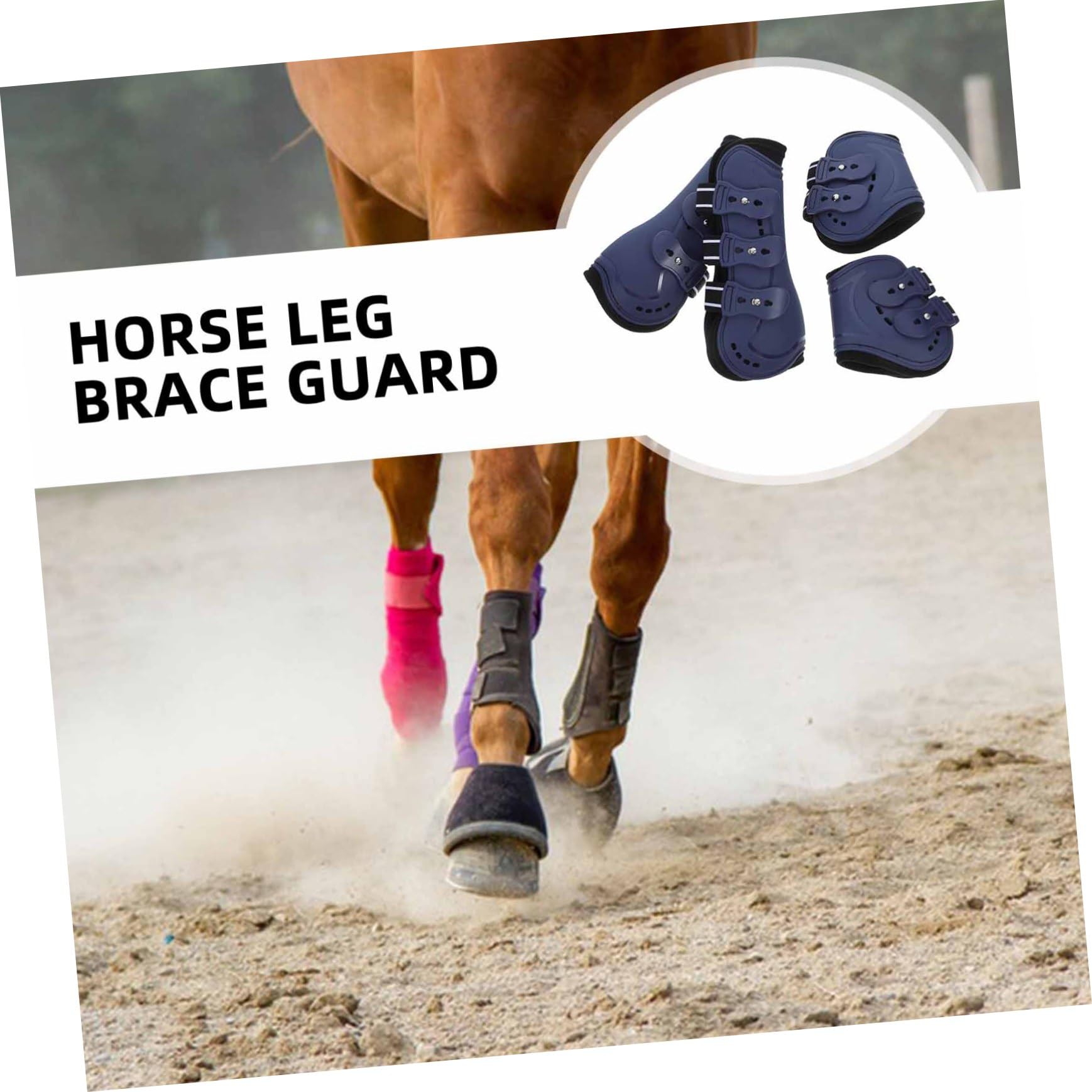 Happyyami 4piezas Botas Protectoras para Caballos De PU Ajustables para Protección De Tendones y Fetlock para Entrenamiento y Salto Equitación Mediano