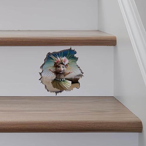 Miniatura 4 de Luau Mouse in Mouse Hole - Calcomanía de pared 3D con agujero de ratón