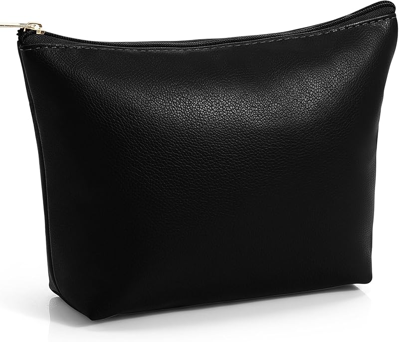 Necessaire Kigeli de couro sintético PU preta com zíper