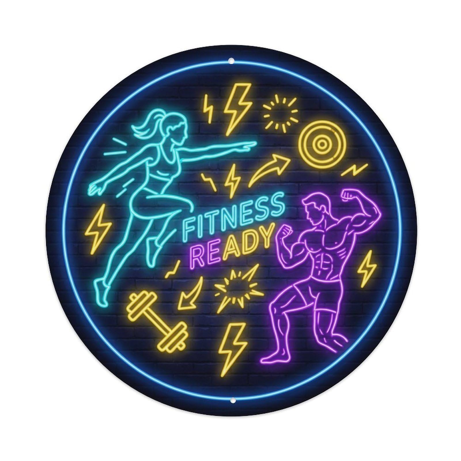 Vintage Faux Neon Gym Retro Bodybuilding Priming Metal Tin Sign