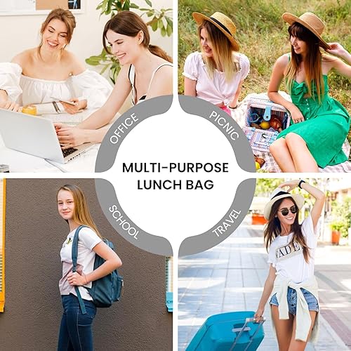 Miniatura 6 de MAMONA Bolsa de almuerzo para mujeres y hombres, de gran capacidad, reutilizable, de pana, aislada, bolsas de mano para oficina, picnic