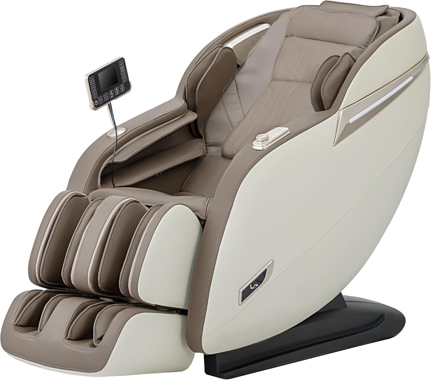 MassaMAX Full Body Massage Chair, Zero Gravity Recliner with Yoga Stretch, SL Track, Airbags, Heating, Touch Screen, and Foot Massage (MD906-Beige)