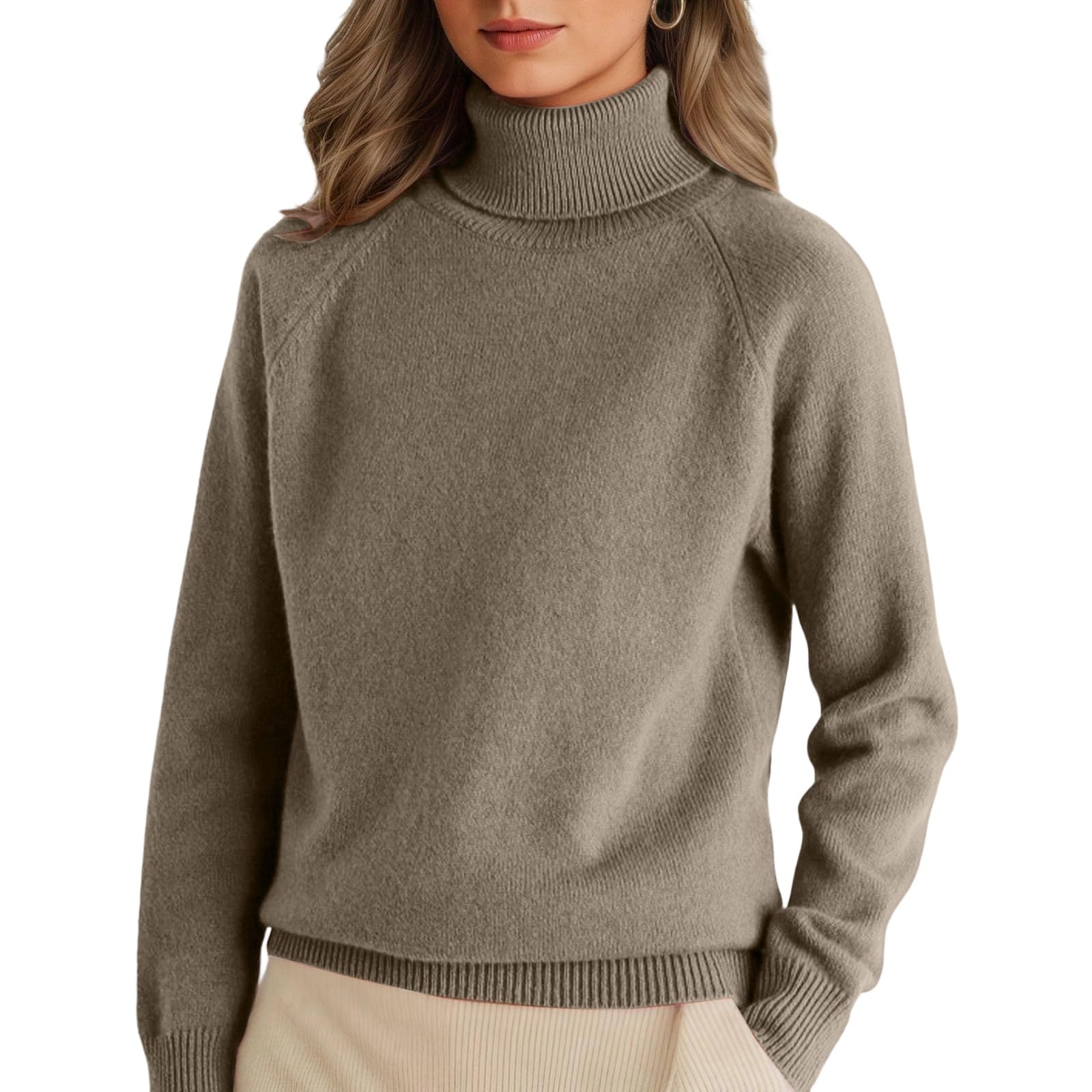 Turtleneck Sweater Women Trendy Long Sleeve Knitted Oversized Sweater Loose Fit Warm Lightweight Winter Tunic Tops