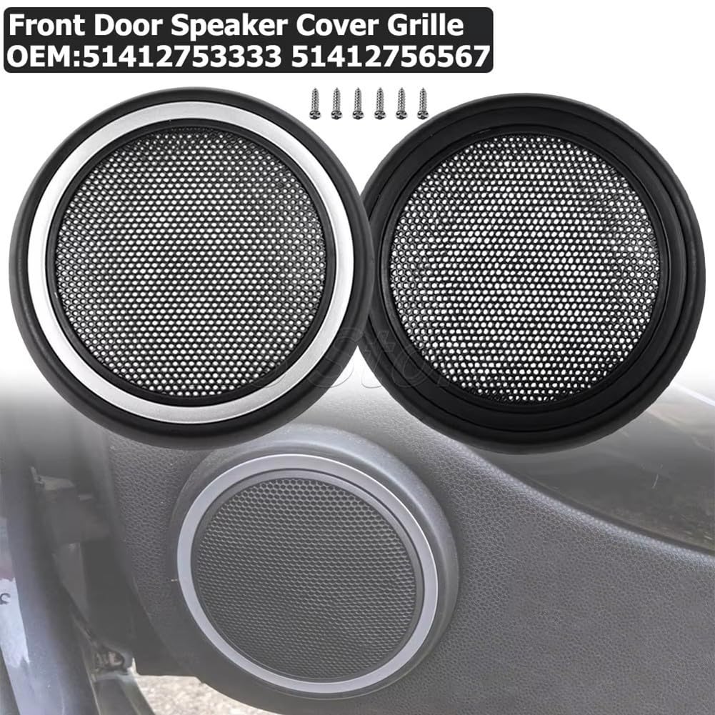 Oceanlend Cubierta para altavoz de puerta delantera de coche, para MINI CLUBMAN R55 para MINI Cooper R56 modelos de 2007 a 2015, 51412753333 51412756567 (galvanizada)